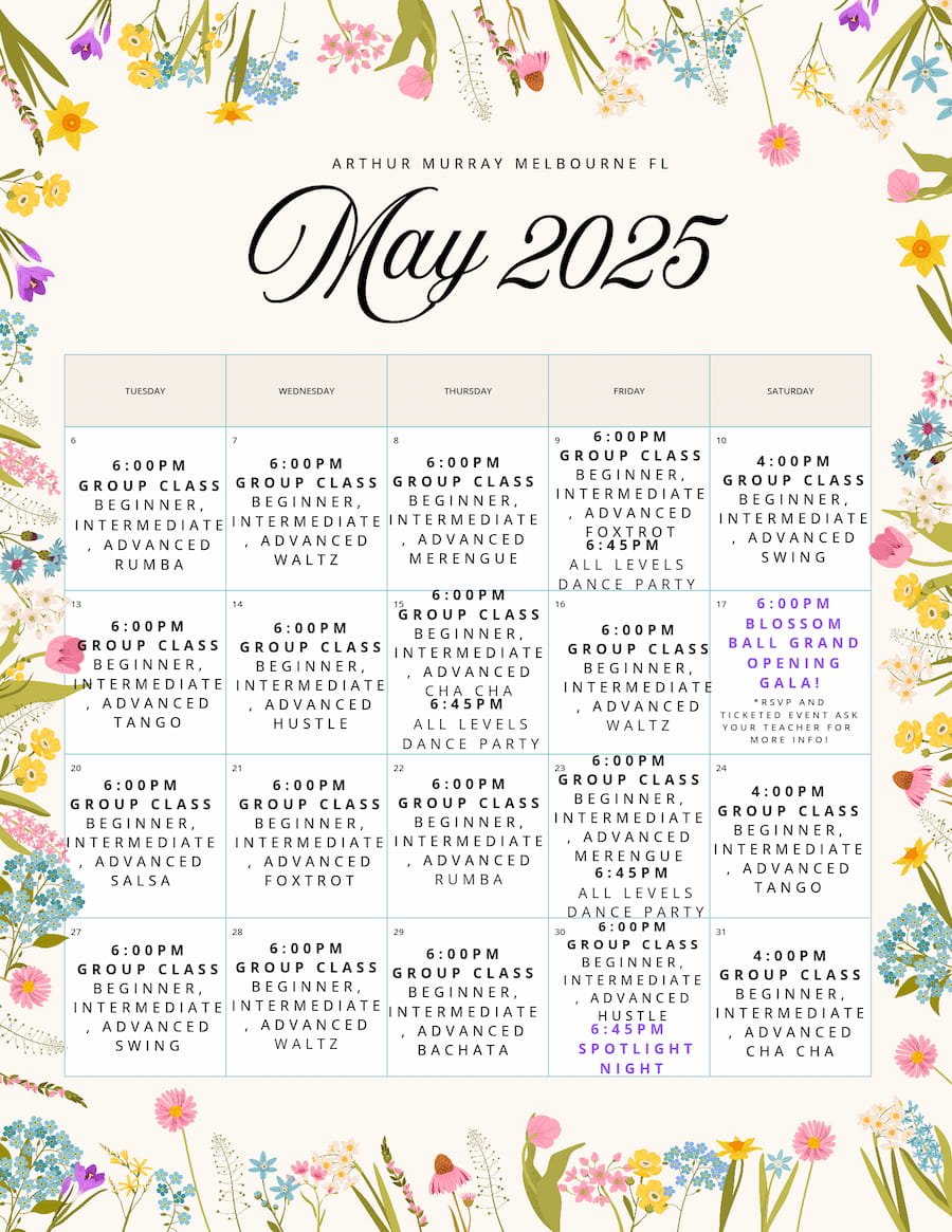 Arthur Murray Melbourne Group Class Calendar